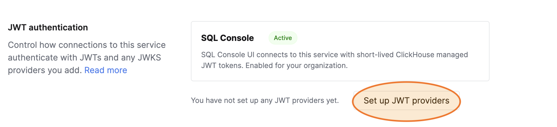 Раздел JWT-аутентификации в настройках безопасности сервиса