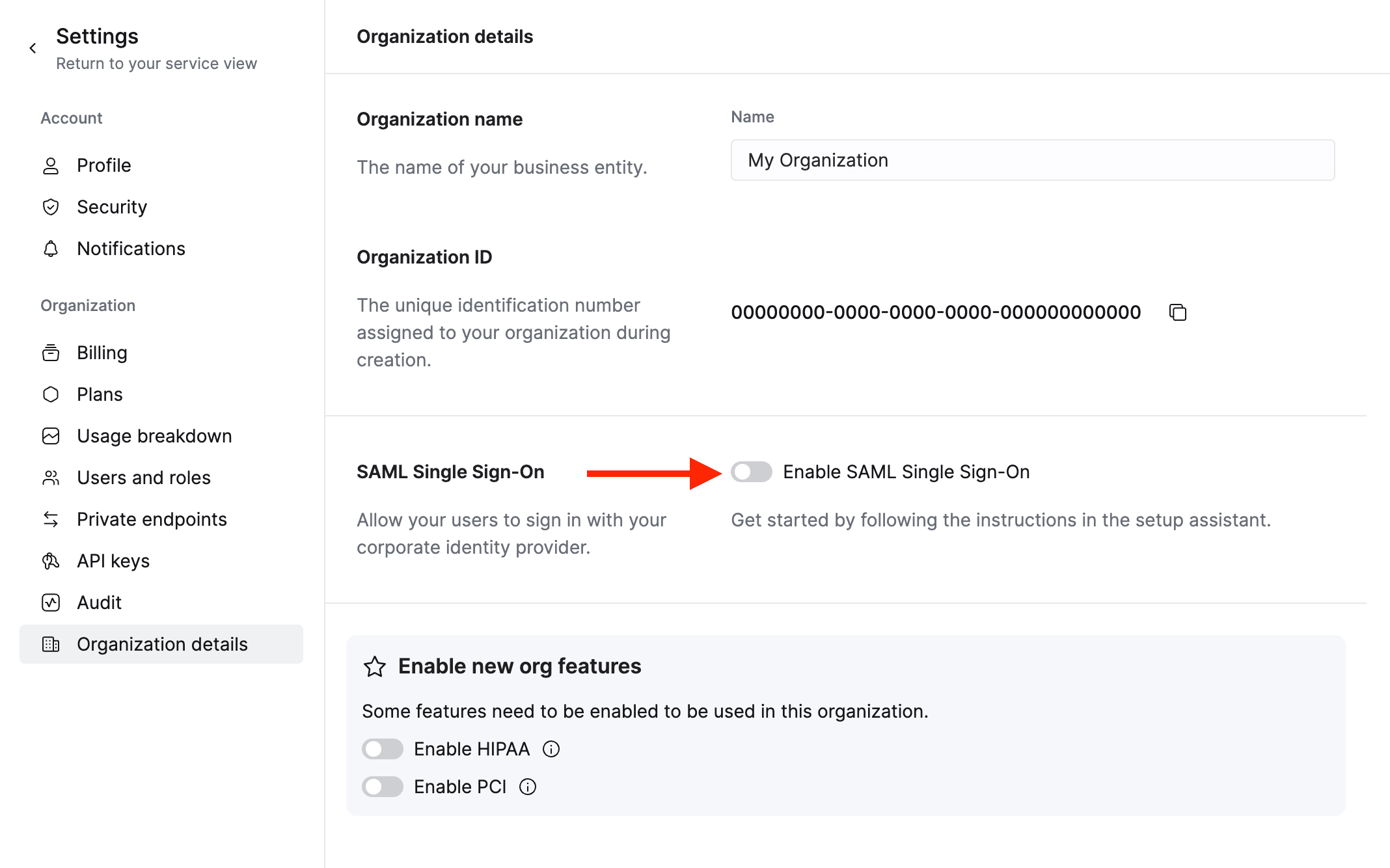 Iniciar la configuración de SAML