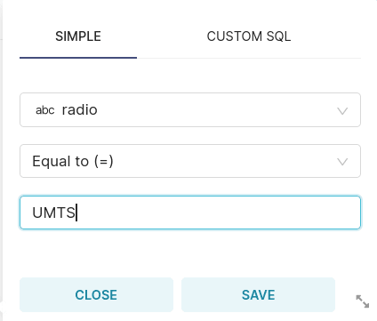 Фильтр, где radio равно UMTS