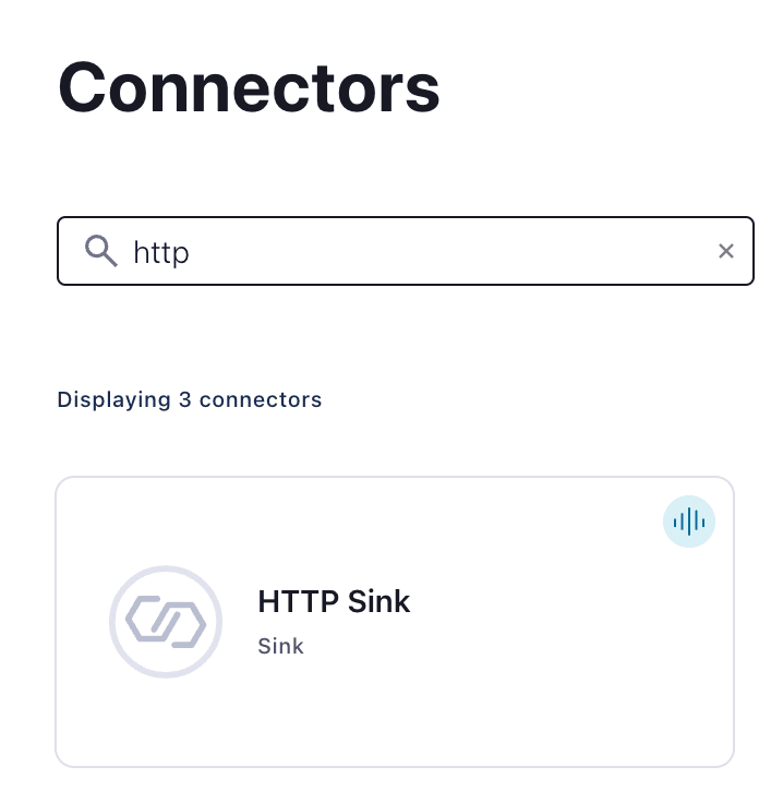 Interfaz de Confluent Cloud que muestra cómo crear un conector HTTP Sink