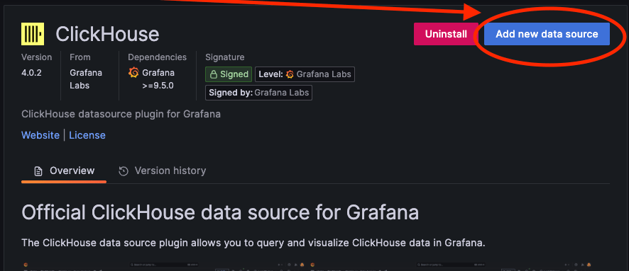 Crear un origen de datos de ClickHouse