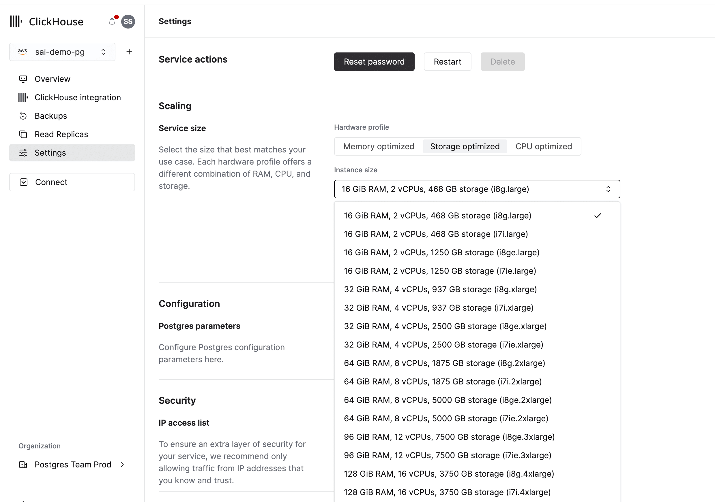 Scaling Settings