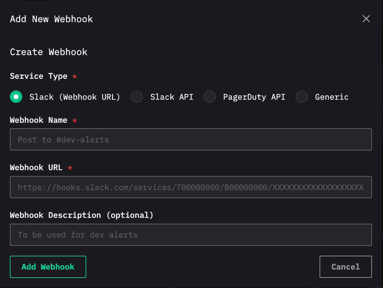 Creación de webhook