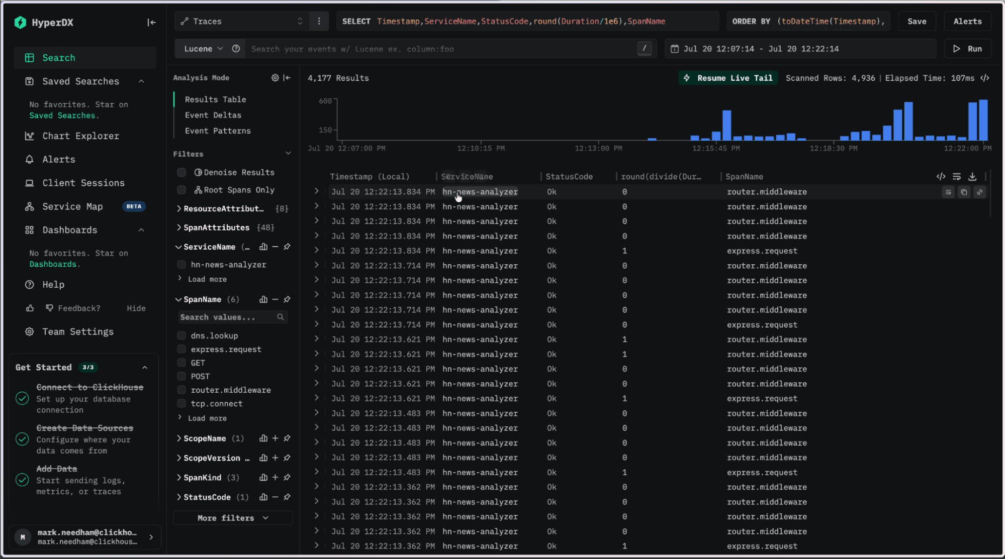 Datadog في ClickStack traces 3